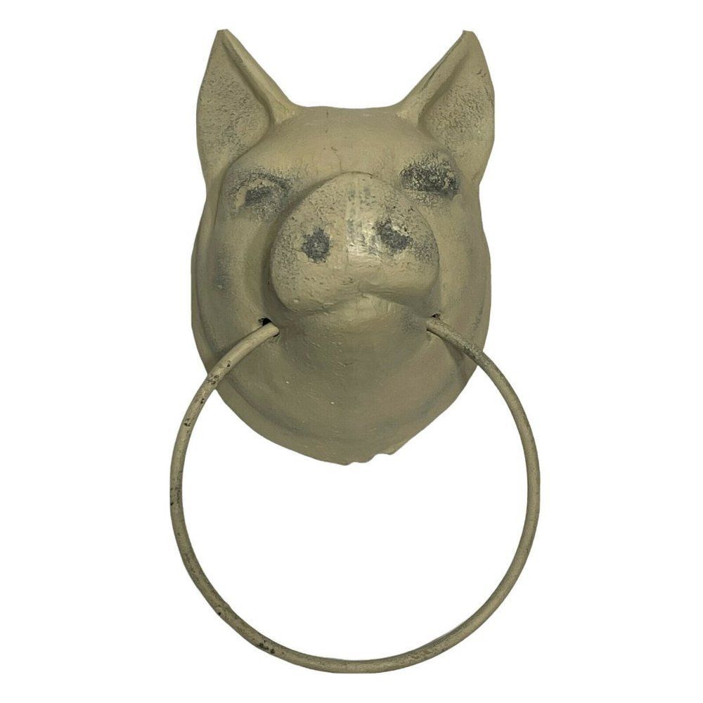 wisteria 3D pig head towel holder ring metal farmhouse decor barn Boarshead